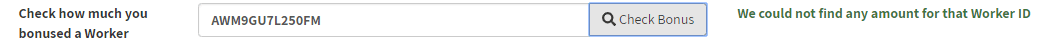 Check Bonus textbox where you can enter a worker's ID to see their previous bonus history