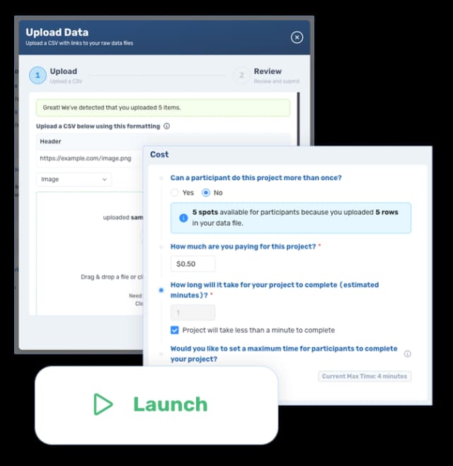Connect AI interface for creating research assistant tasks