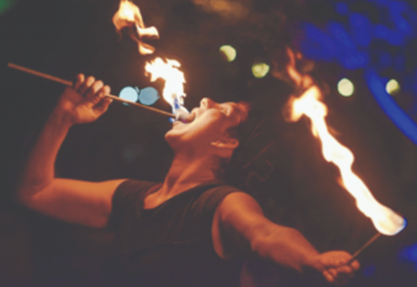 Fire eating performance artist - Market research survey image for testing AI bot detection methodology