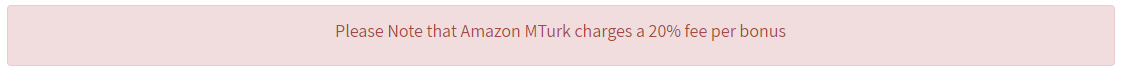 Information box showing that Amazon charges a 20% fee on bonuses