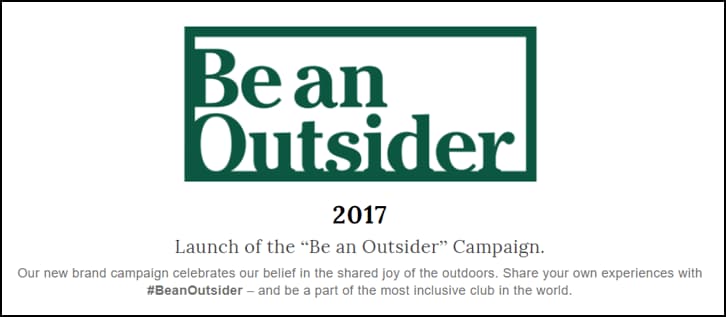 L.L. Bean advertisement featuring outdoor clothing and Maine scenery